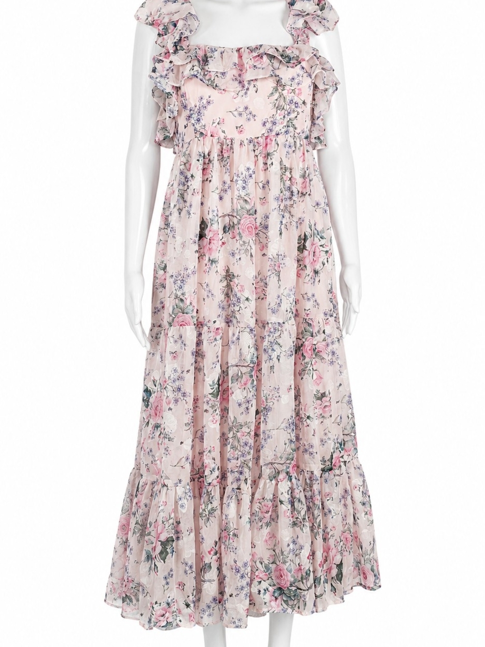 Lulu's Blush Pink Floral Ruffled Maxi Dress for Girls
